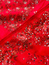 Unstitched Organza Digital Printed Suit with Original Mirror Work – Festive Beauty