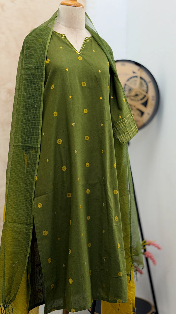 ✨ Pure Cotton Mirror Work Ready-to-Wear Kurti Set ✨