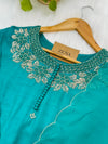 Dola silk hand work kurti set with dupatta organza