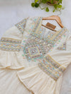 Mul cotton mirror work Anarkali kurti set