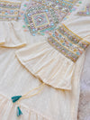 Mul cotton mirror work Anarkali kurti set