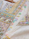 Mul cotton mirror work Anarkali kurti set