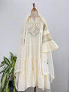 Mul cotton mirror work Anarkali kurti set