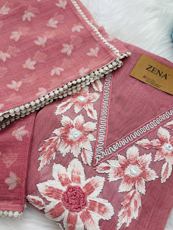 ✨ Jamdhani Cotton Unstitched Partywear Suit ✨