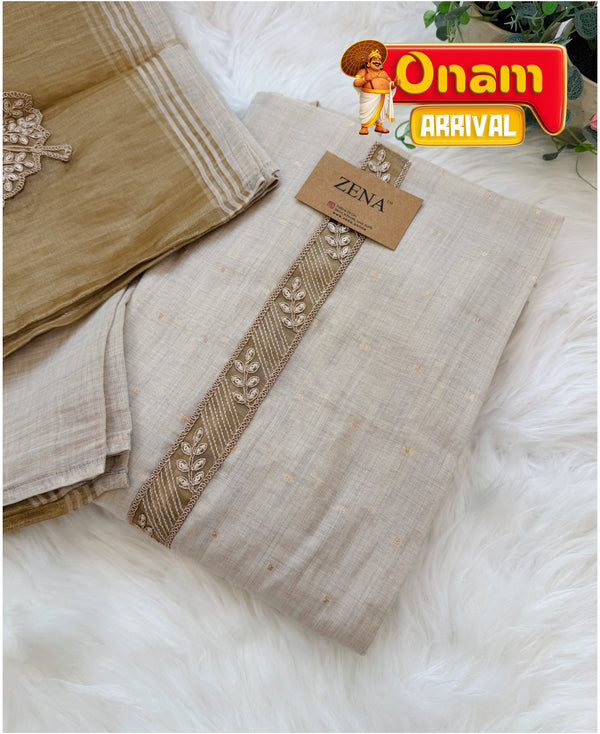 ✨ Linen Hand-Detailed Unstitched Suit ✨