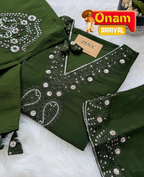 ✨ Premium Mul Chanderi Handwork Kurti Set ✨