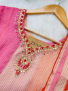 Tissue silk mirror work kurti set