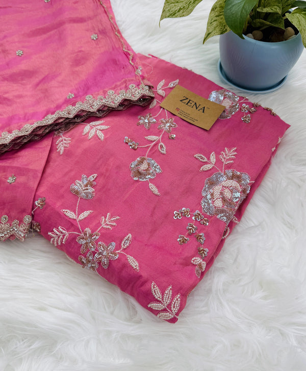 ✨ Premium Tissue Silk Handwork Unstitched Suit ✨