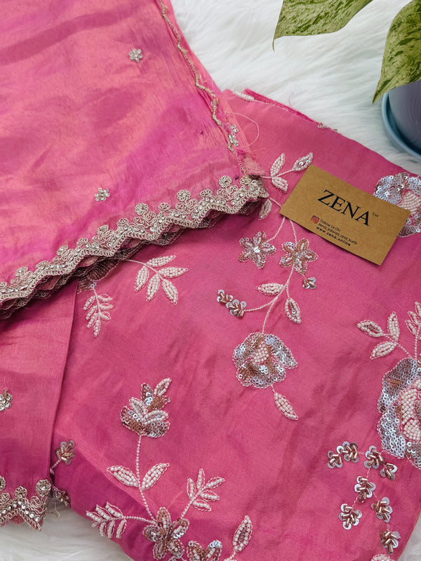 ✨ Premium Tissue Silk Handwork Unstitched Suit ✨