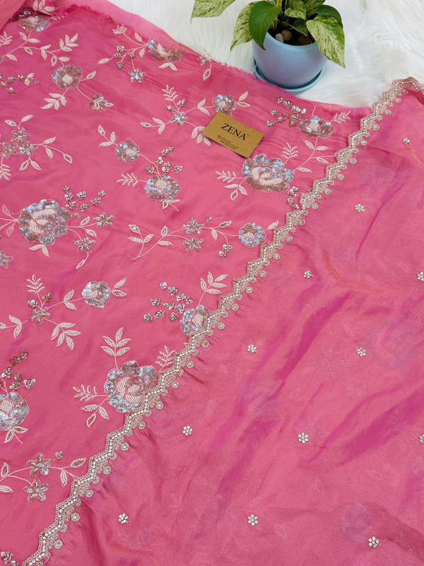 ✨ Premium Tissue Silk Handwork Unstitched Suit ✨