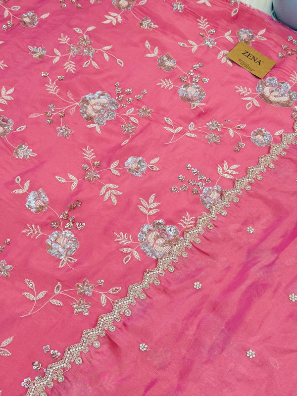 ✨ Premium Tissue Silk Handwork Unstitched Suit ✨
