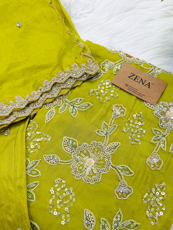 ✨ Premium Cosmo Tissue Silk Handwork Unstitched Suit ✨