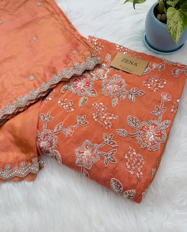 ✨ Premium Cosmo Tissue Silk Handwork Unstitched Suit ✨
