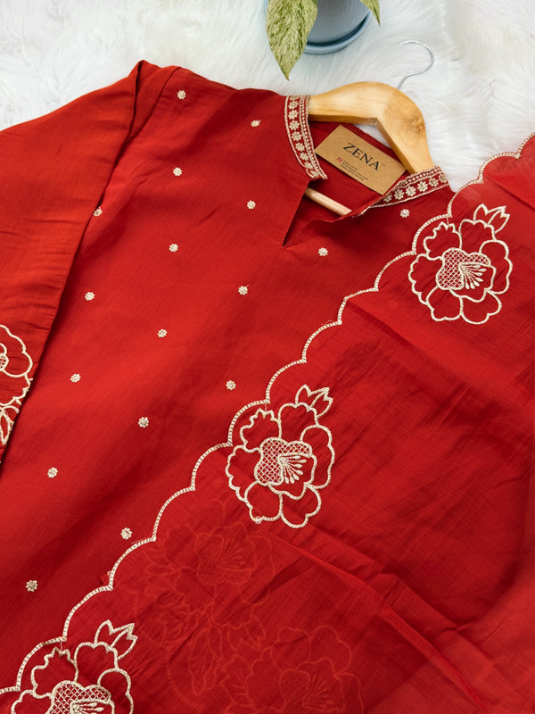 ✨ Roman Silk Embroidered Party Wear Kurti Set ✨