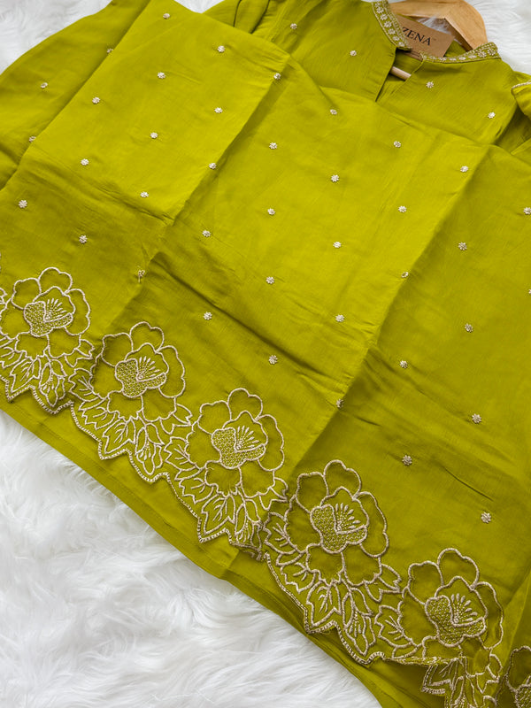 ✨ Roman Silk Embroidered Party Wear Kurti Set ✨