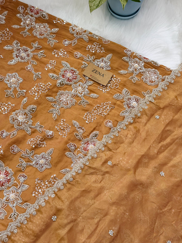 ✨ Premium Cosmo Tissue Silk Handwork Unstitched Suit ✨