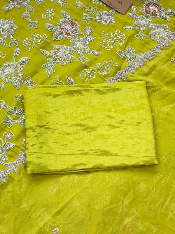 ✨ Premium Cosmo Tissue Silk Handwork Unstitched Suit ✨