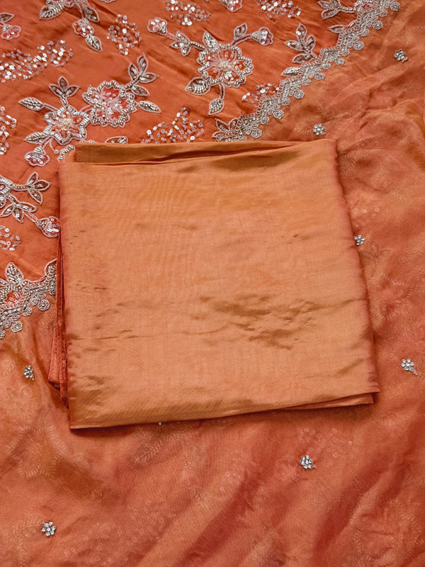 ✨ Premium Cosmo Tissue Silk Handwork Unstitched Suit ✨