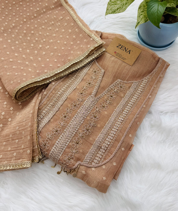 ✨ Tissue Silk Unstitched Partywear Suit ✨