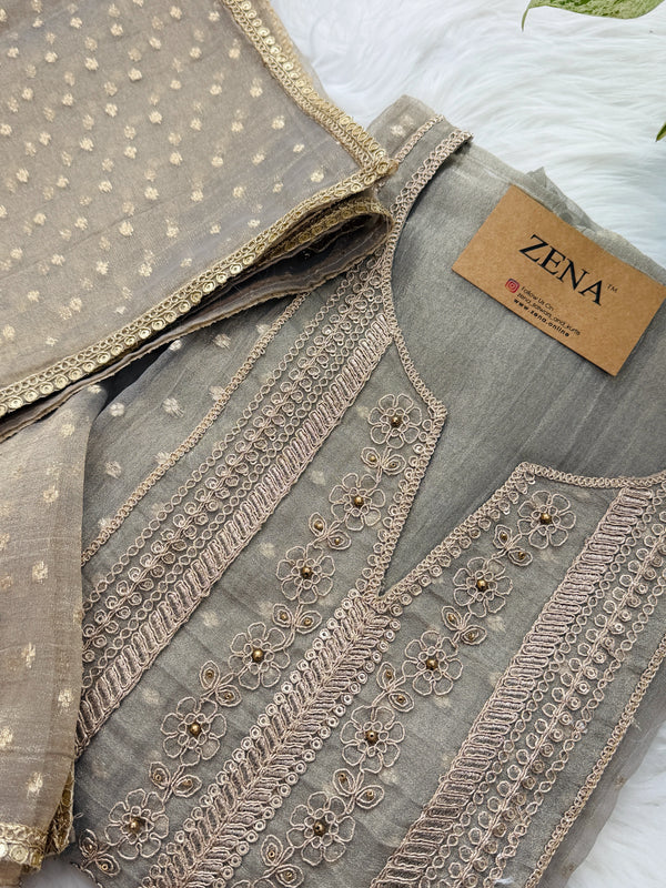 ✨ Tissue Silk Unstitched Partywear Suit ✨