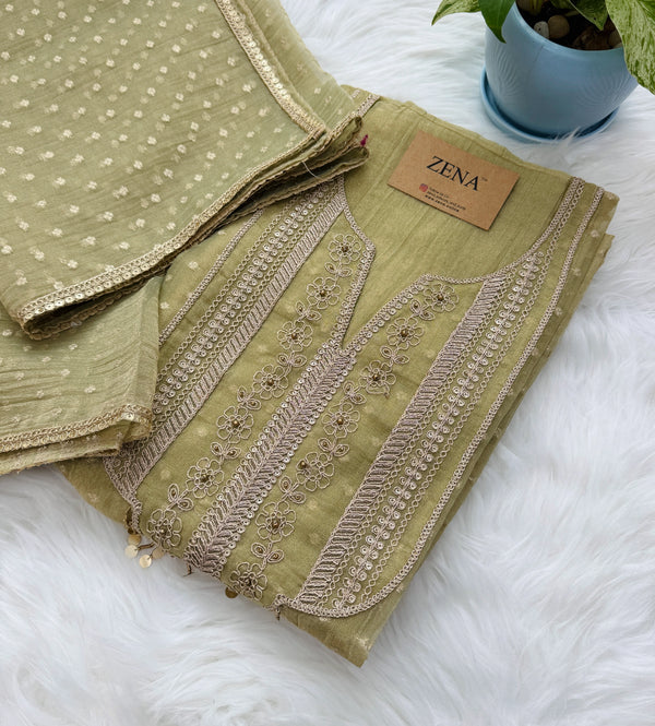 ✨ Tissue Silk Unstitched Partywear Suit ✨