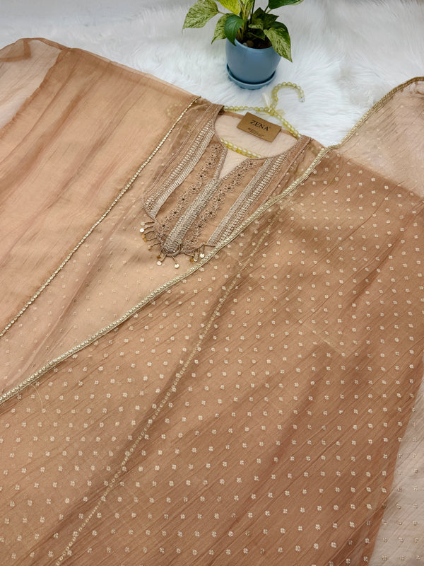 ✨ Tissue Silk Unstitched Partywear Suit ✨