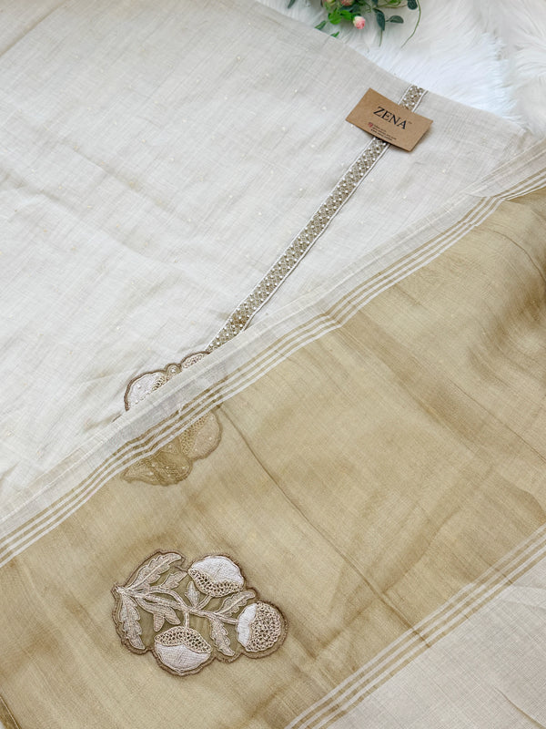 ✨ Linen Hand-Detailed Unstitched Suit ✨