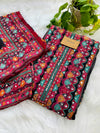 Shimmer Silk Digital Printed Mirror Work Unstitched Suit – Sparkle with Subtle Elegance