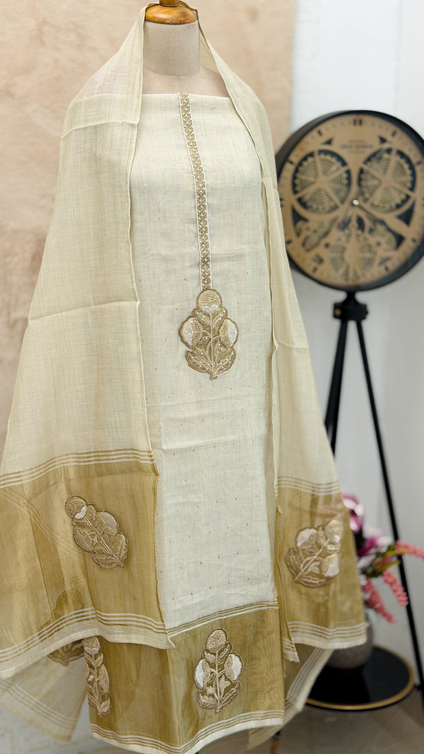 ✨ Linen Hand-Detailed Unstitched Suit ✨