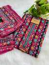 Shimmer Silk Digital Printed Mirror Work Unstitched Suit – Sparkle with Subtle Elegance