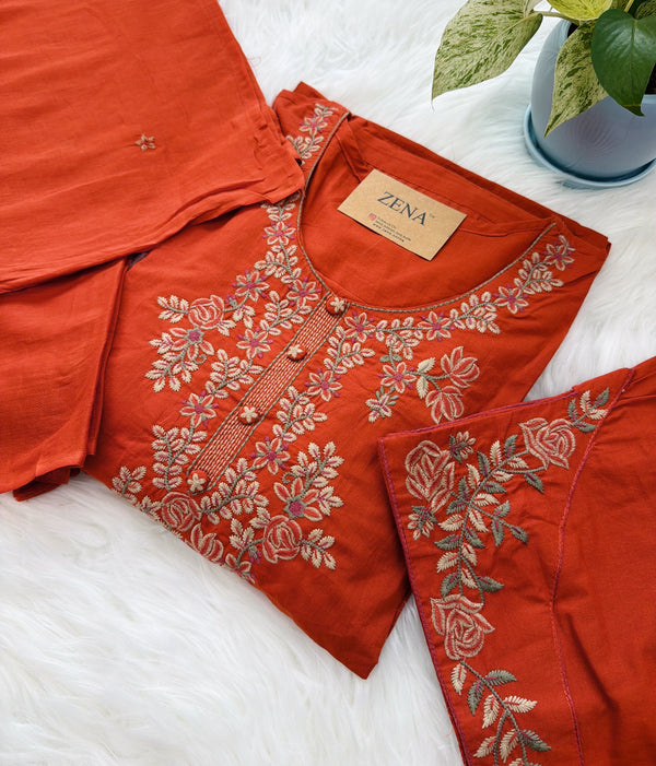 ✨ Pure Cotton Embroidery Work Kurti Set ✨