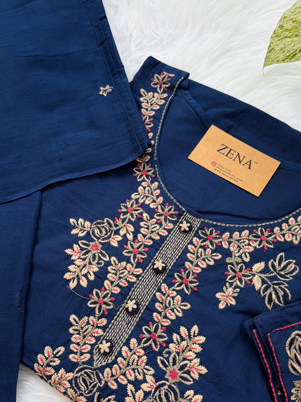 ✨ Pure Cotton Embroidery Work Kurti Set ✨