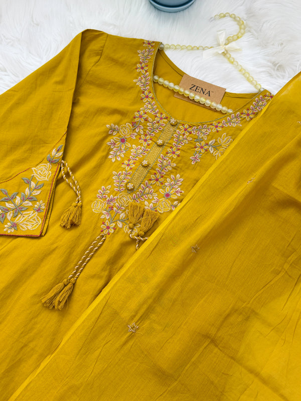 ✨ Pure Cotton Embroidery Work Kurti Set ✨
