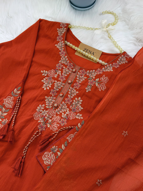 ✨ Pure Cotton Embroidery Work Kurti Set ✨