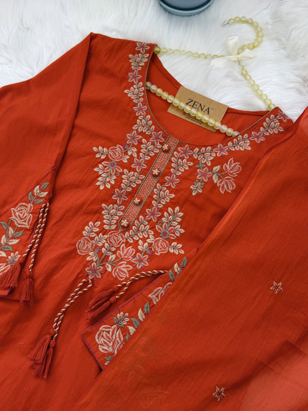 ✨ Pure Cotton Embroidery Work Kurti Set ✨