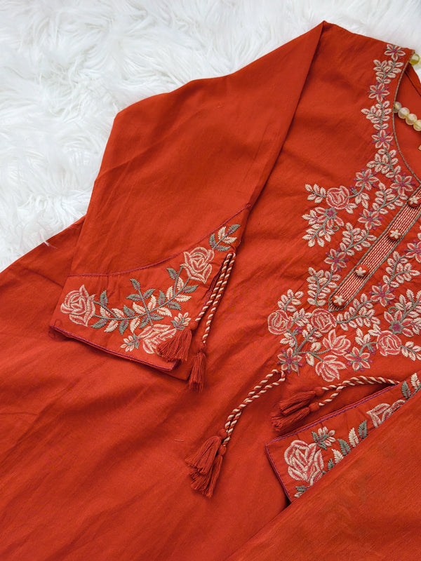 ✨ Pure Cotton Embroidery Work Kurti Set ✨