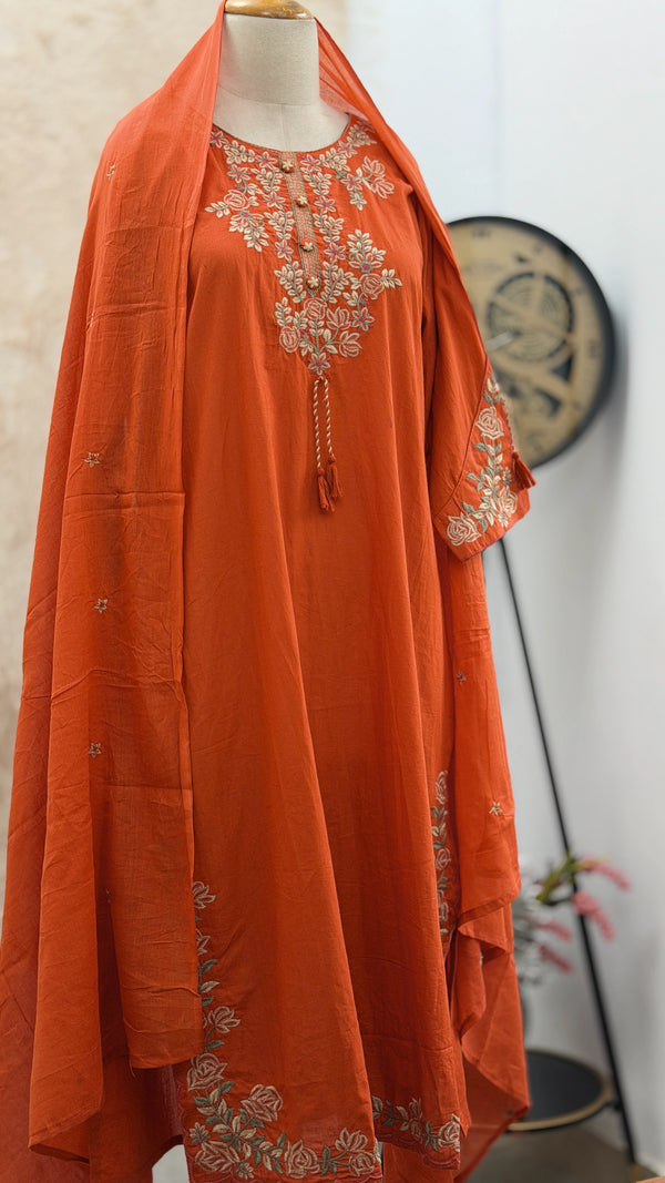 ✨ Pure Cotton Embroidery Work Kurti Set ✨