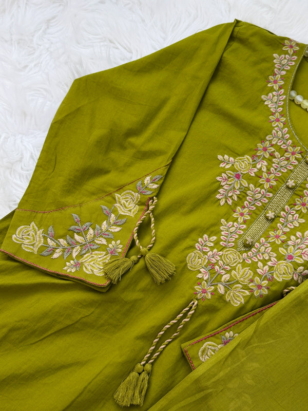 ✨ Pure Cotton Embroidery Work Kurti Set ✨