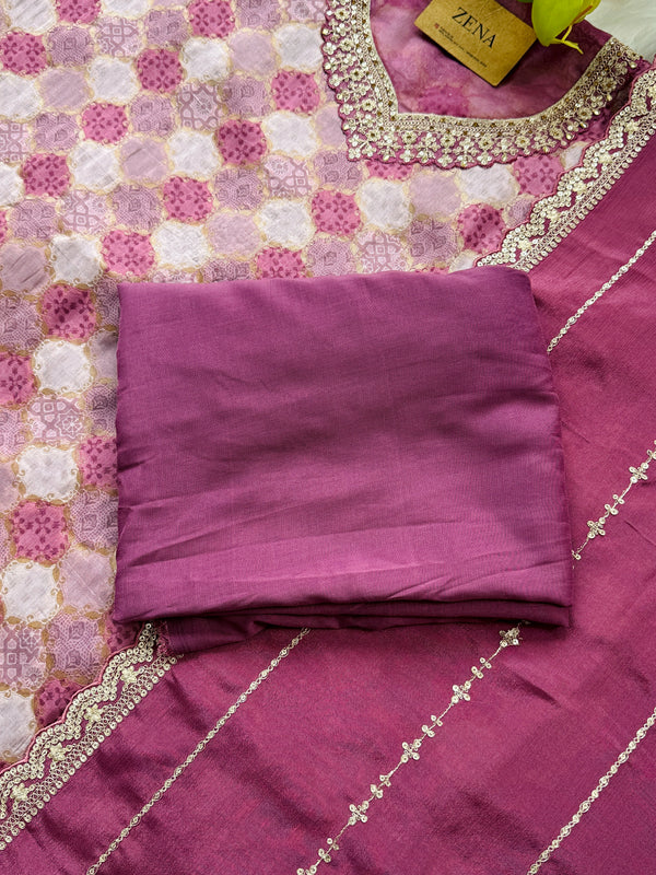 Premium Moga Silk Jacquard | Handwork Suit with Silk Georgette Dupatta
