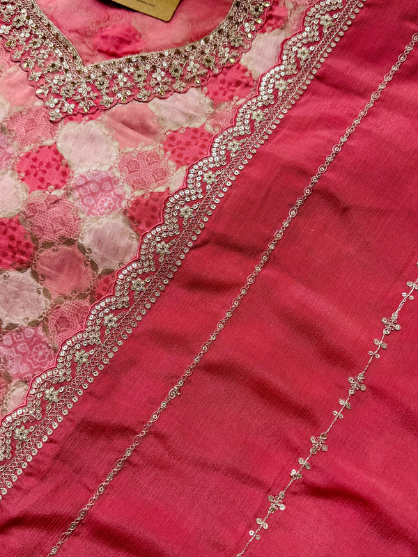 Premium Moga Silk Jacquard | Handwork Suit with Silk Georgette Dupatta