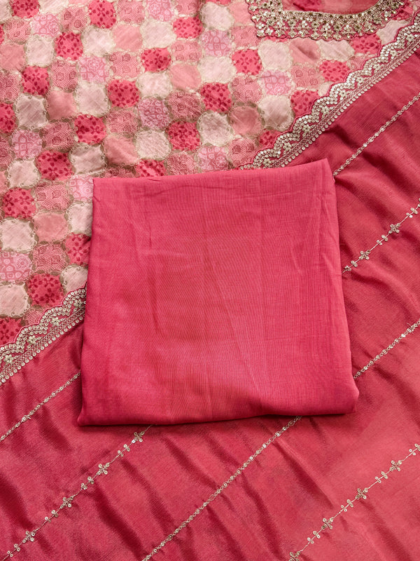 Premium Moga Silk Jacquard | Handwork Suit with Silk Georgette Dupatta