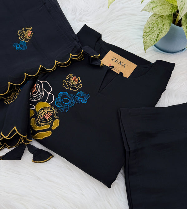 ✨ Mul Chanderi Appliqué Work Kurti Set ✨