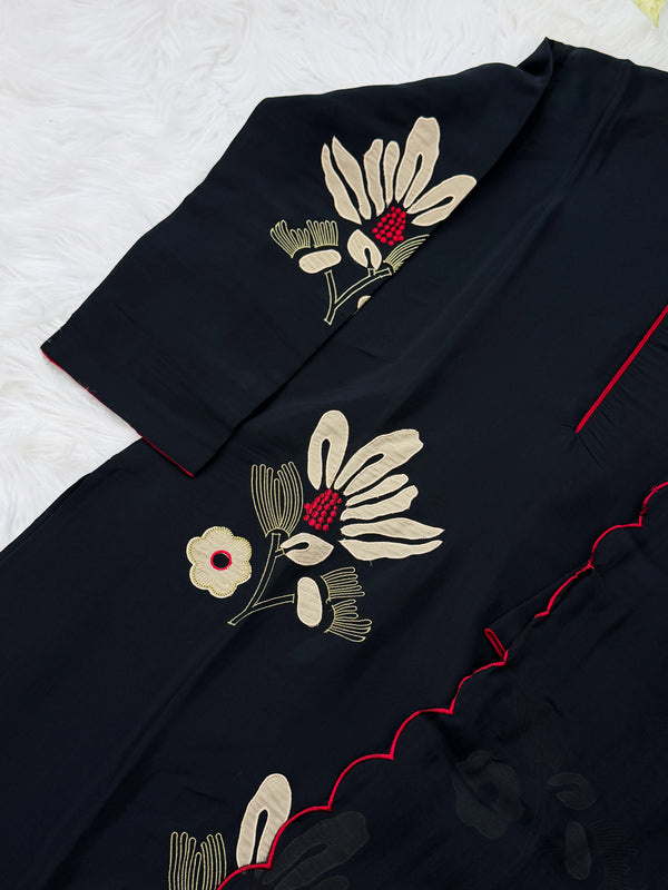 ✨ Mul Chanderi Appliqué Work Kurti Set ✨