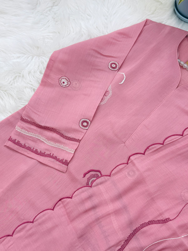 ✨ Mul Chanderi Appliqué Work Kurti Set ✨