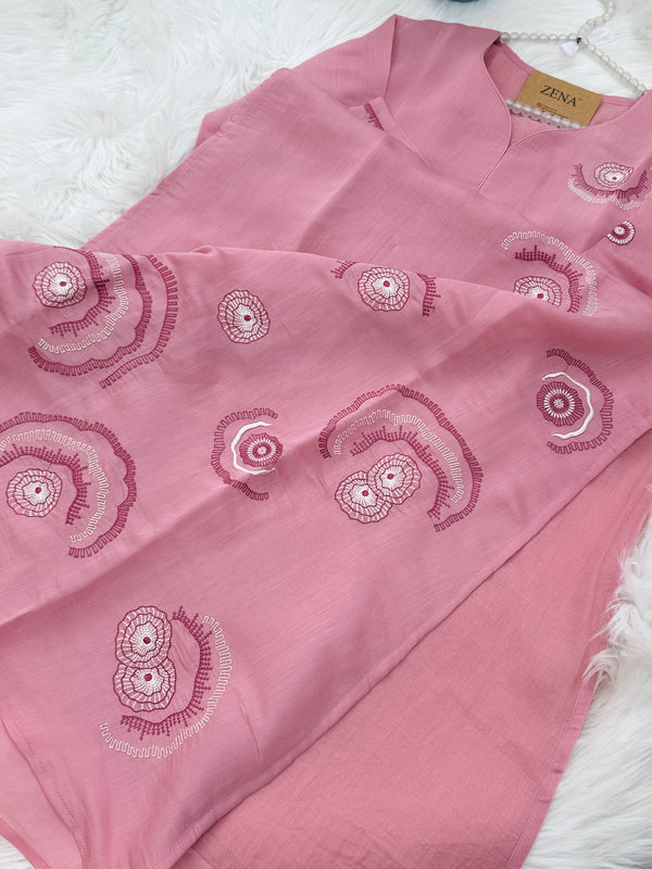 ✨ Mul Chanderi Appliqué Work Kurti Set ✨