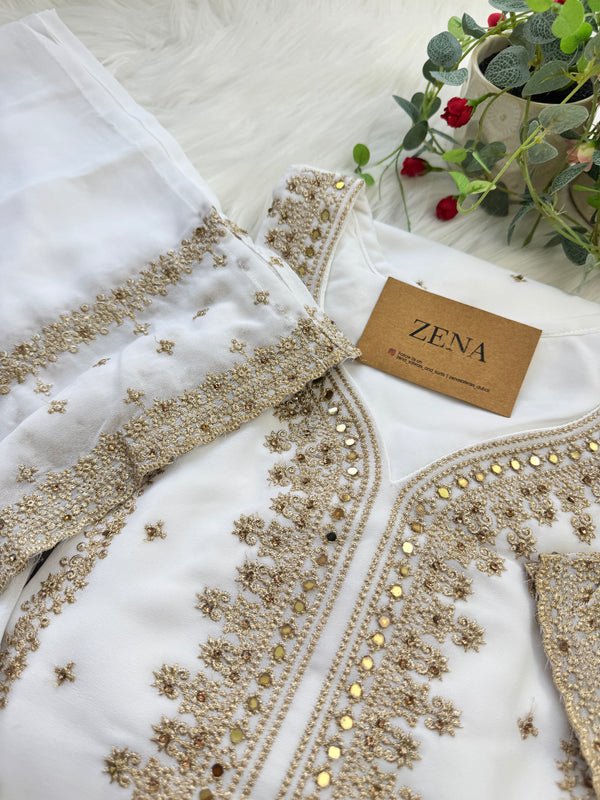 Georgette Partywear Suit with Mirror Work – Sparkle with Subtle Elegance