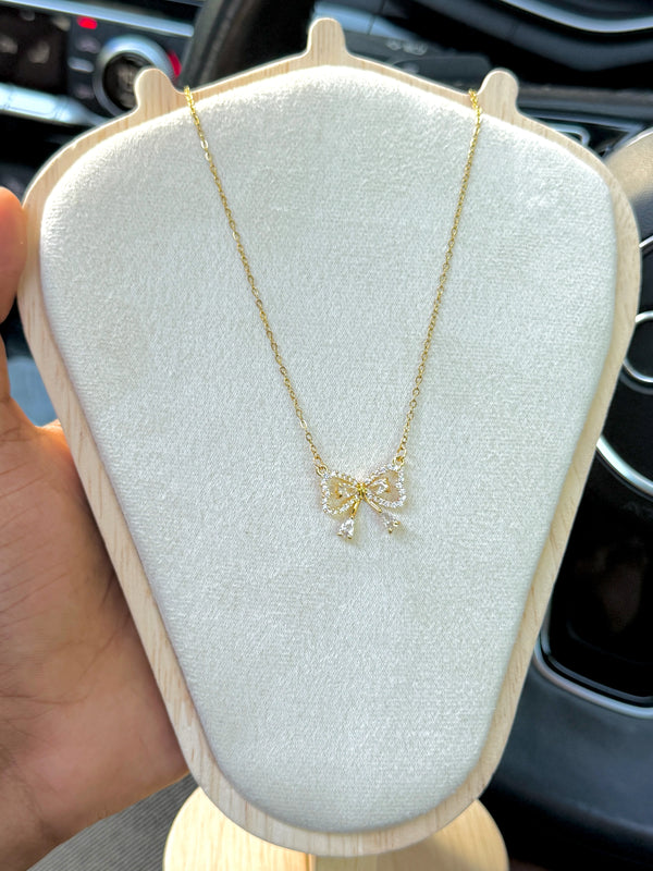 Crystal Bow Pendant Necklace 🎀✨