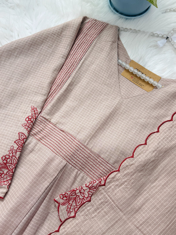 ✨ Kota Doria Embroidered Kurti Set ✨