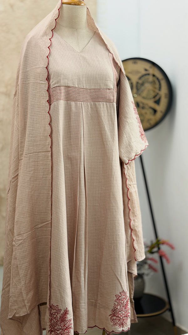 ✨ Kota Doria Embroidered Kurti Set ✨