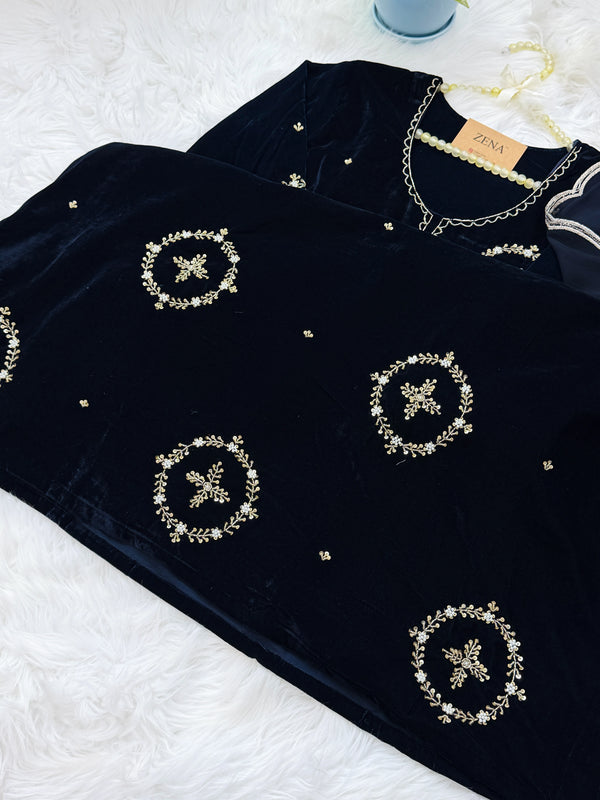✨ Velvet Handwork Partywear Kurti Set with Georgette Dupatta ✨